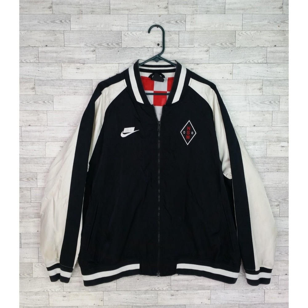Men's Nike NSW Nike Sportswear Woven Varsity Jacket AR1615-010 XXL‎ Black White